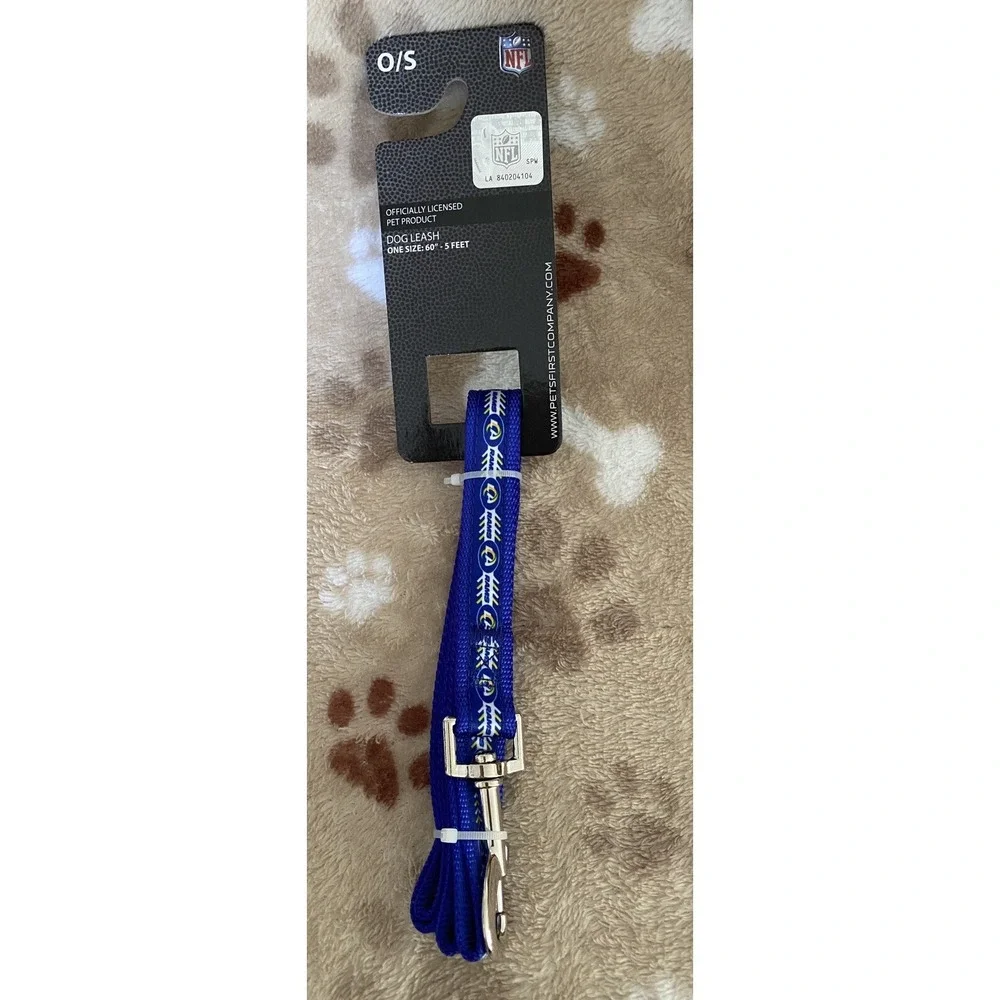 NFL Los Angeles Rams Dog Leash Blue 5 Feet OS Pets First NFLNC10081 New